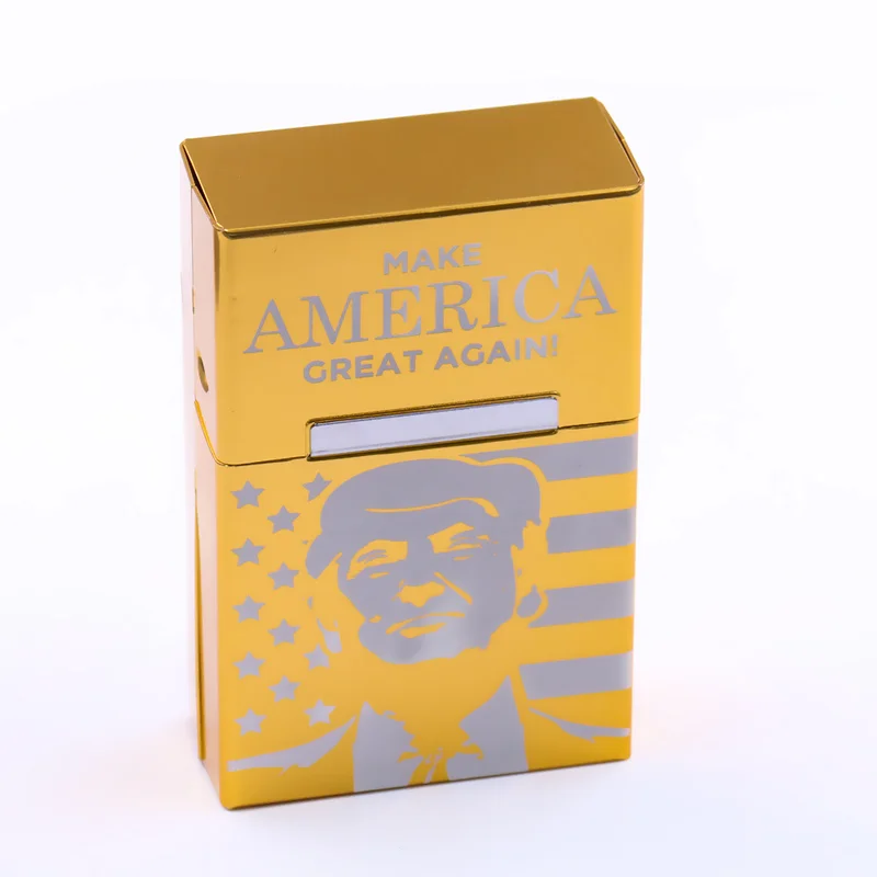 Американский Президент Трамп алюминиевая сигаретная коробка чехол для курения
