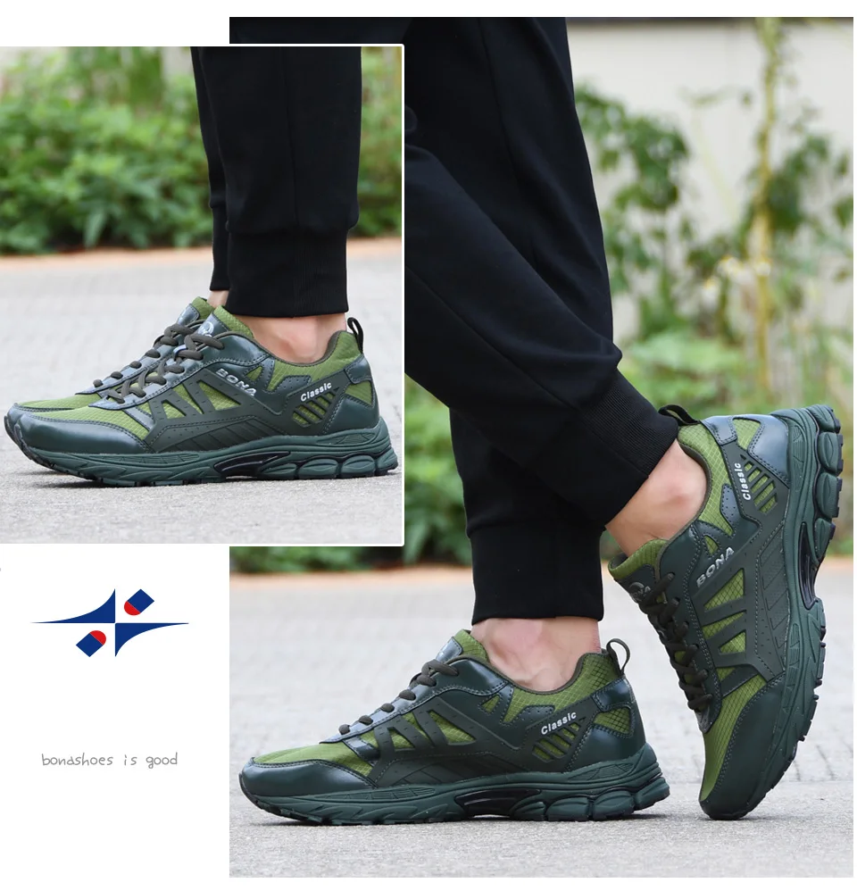 BONA/Новинка года; дизайнерская мужская обувь для бега; zapatillas hombre Deportiva; высокие мужские кроссовки для бега; прогулочная обувь