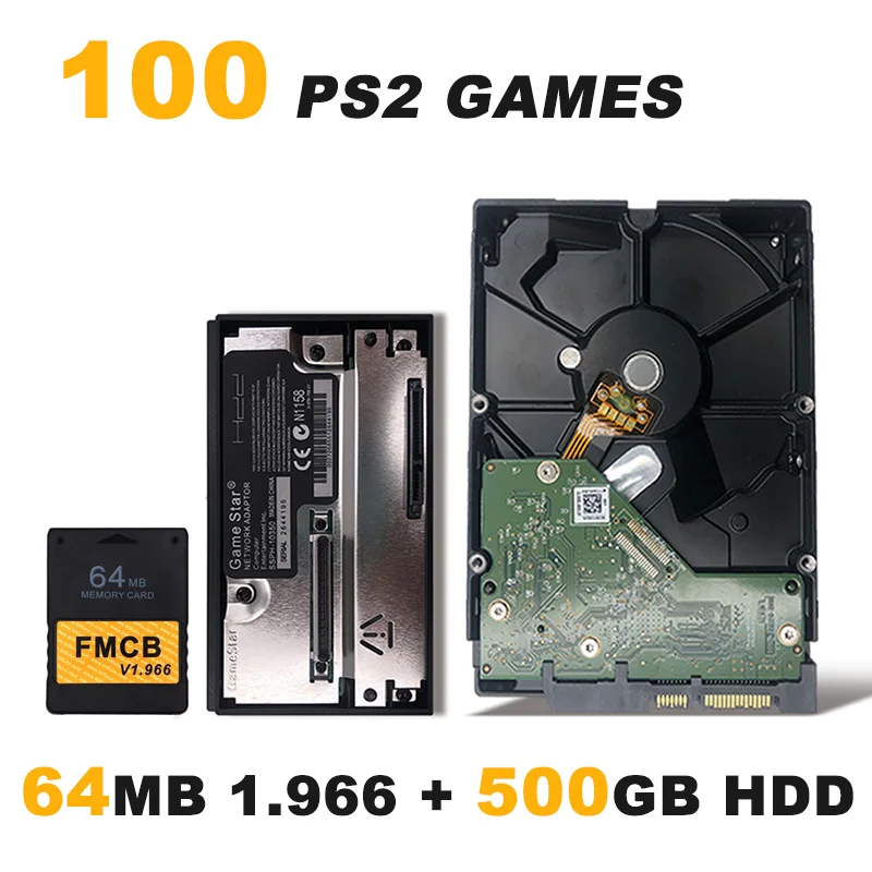 64MB and 500GB FMCB v1.966 8/16/32/64 Мб карта памяти для PS2+ 3," жесткого диска SATA HDD 80 Гб/320 Гб/500 Гб/1 ТБ/2 ТБ с игр+ жесткого диска SATA HDD адаптер - Цвет: 64MB and 500GB