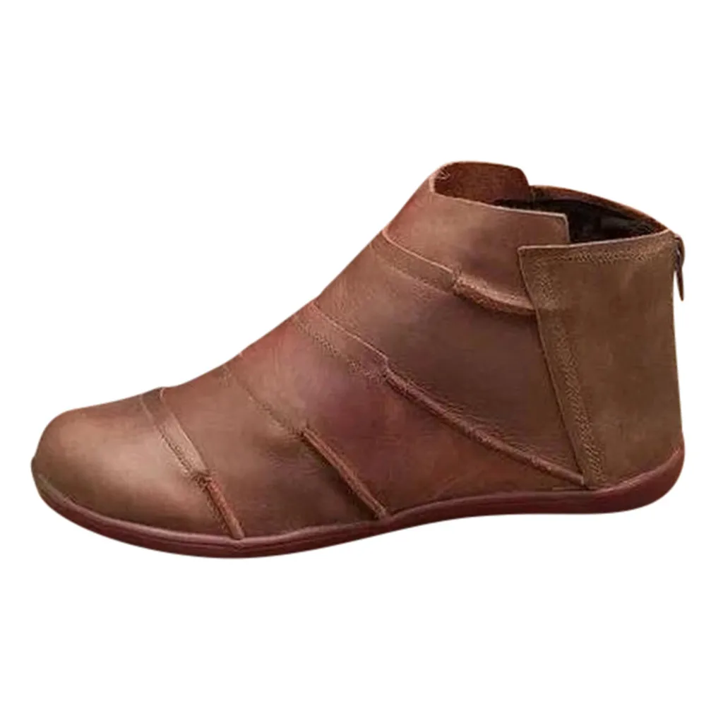 Женские Модные Винтажные коричневые ботинки однотонные в римском стиле на