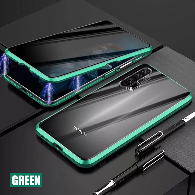 Green Магнитный металлический чехол для Xiaomi Redmi Note7 7 Pro, закаленное стекло, антишпионский чехол для телефона Xiaomi Redmi Note7 Note 7 Pro - Цвет: Green