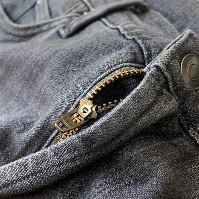 Женские джинсовые брюки потертые дымчатые серые обтягивающие | Женская одежда