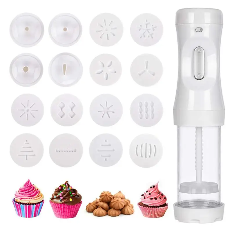 

Electric Cookie Press Gun Set Pastry ToolsPro Cookie Maker Pressed Biscuit Maker with 16 Piping Heads for Cake DIY Tools