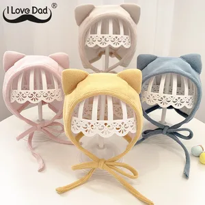 Шапка детская осенне-зимняя, теплая, милая детская шляпа, с кошачьими ушками и оленями, однотонная, шапочка для мальчиков и девочек