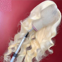613 honey blonde color long body wave synthetic transparent lace front wig for women for cospalyparty high temperature fiber