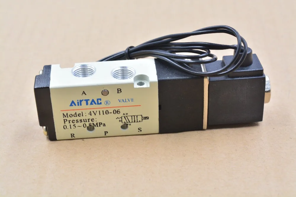 4V110-06 5 Way 2 Положение 1/8 &quotПневматический Соленоидный клапан с проводом DC12V DC24 AC110