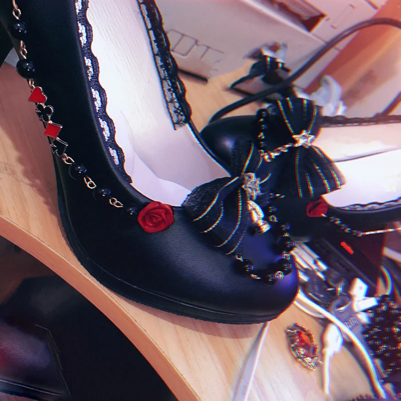 Оригинальная обувь ручной работы Туфли Лолиты на высоком каблуке Тонкие туфли