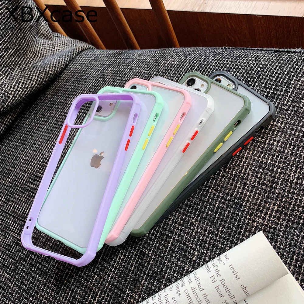 Прозрачный цветной бампер Macaron чехол для телефона iPhone 11 Pro Max X XR XS SE 2020 7 8 Plus