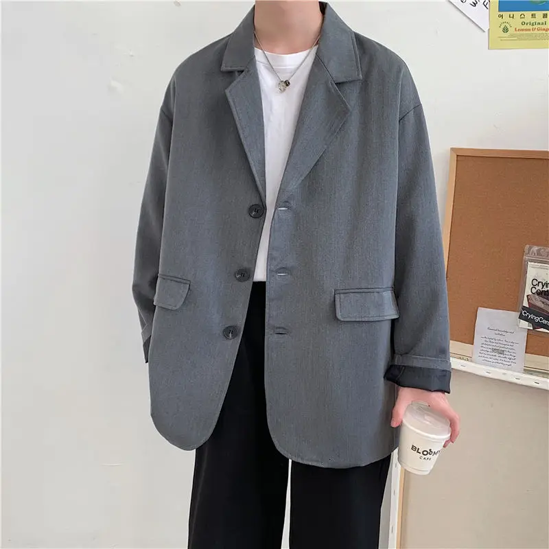 

Spring Autumn Korean Solid Color Blazer Men's Fashion Business Casual Suit Jacket Men Social Mens Dress Jacket M-2XL