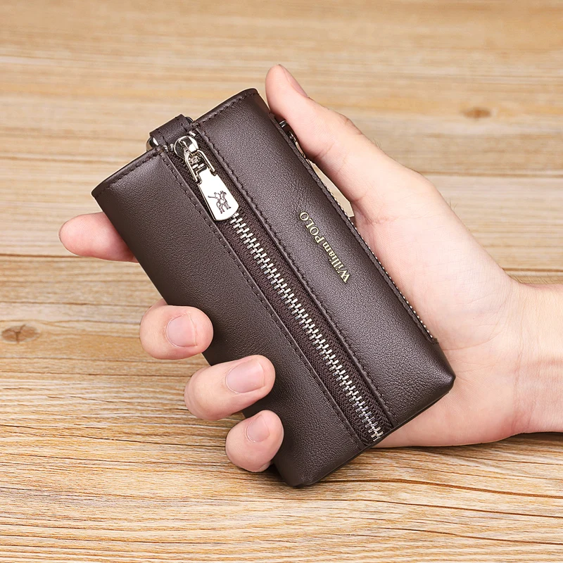 Кожаный мужской многофункциональный кошелек WILLIAMPOLO вместительный Универсальный