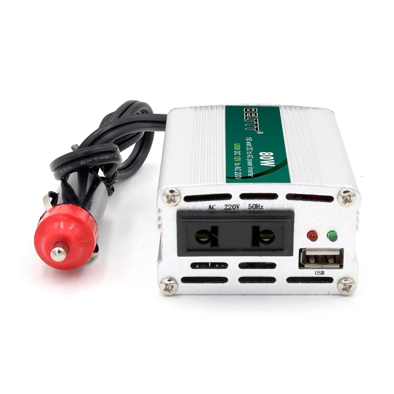 

Car Inverter 80W DC 12V 24V To AC 220V Modified Sine Wave Inverter Peak Power 160W Charger Converter Intelligent Protection