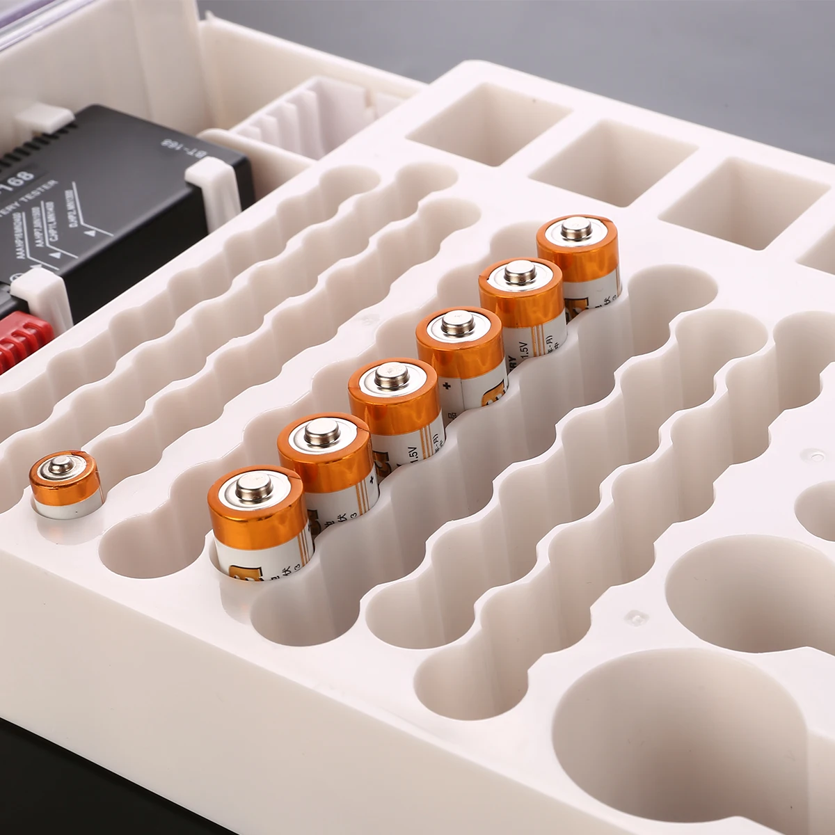 

New Battery Storage Organizer Case Portable With Clear Cover Removable Tester Hold 93 Sizes Batteries Plastic Hard Case