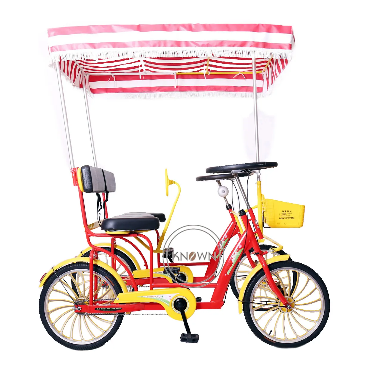 Однорядный Педальный электрический велосипед Двухместный туристический Surrey