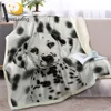 BlessLiving Dalmatian Throw Bed Blanket 3D Printed Dog Soft Sherpa Blanket Animal Plush Bedspread Black White mantas de cama 1