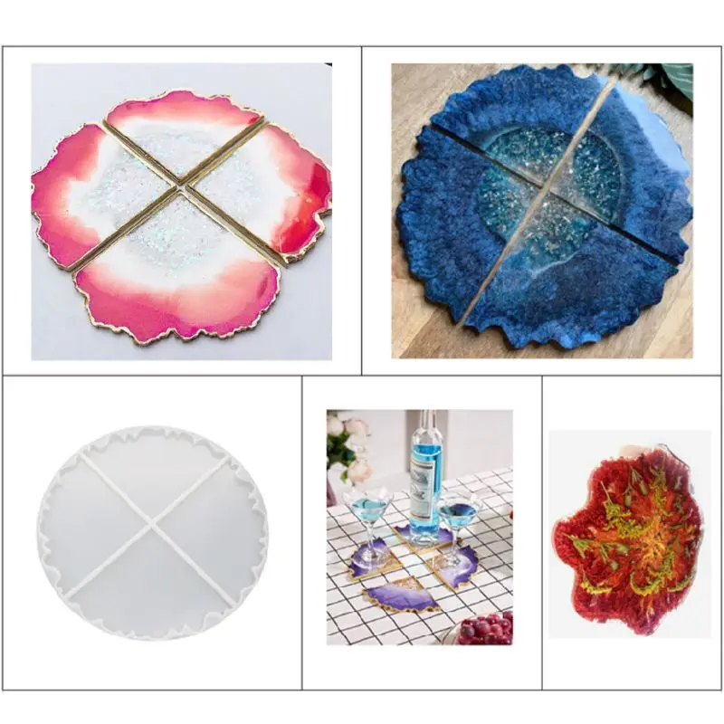 

Free shipping DIY Wave Coaster Crystal Epoxy Mold Manual Mirror UV Resin Rectangle Table Decor 50PE