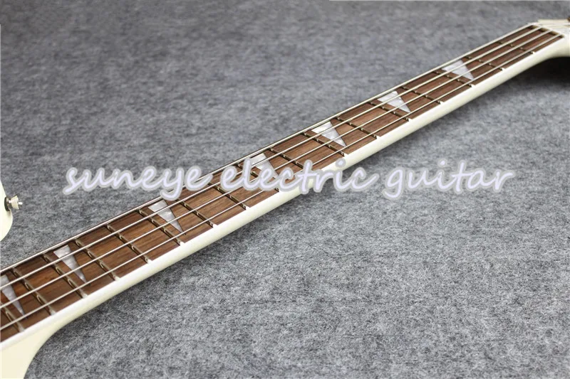 

China Glossy White Rick Electric Bass Guitar 4 Strings Custom Shop 4 String Bass Guitar Electric With Chrome Hardware Lefty