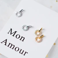 personality fresh micro inlaid cz white crystal stud earring trendy girl round geometric zircon earring charm lady party jewelry