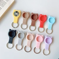 for airtag case cute cat soft silicone plated sliver loop protect cover for air tag holder keychain anti lost anti scratch soft