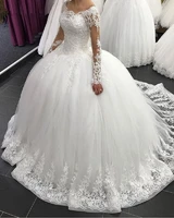 robe de mariee elegant long sleeve wedding dresses lace ball gown tulle princess lebanon wedding gowns plus size