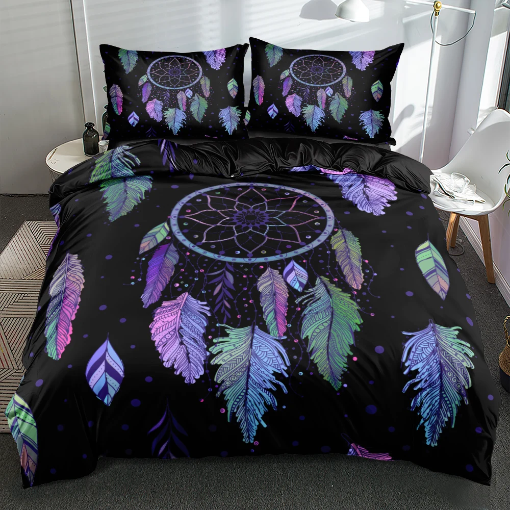 Черные богемные комплекты постельного белья с 3D рисунком Набор наволочек одеяло