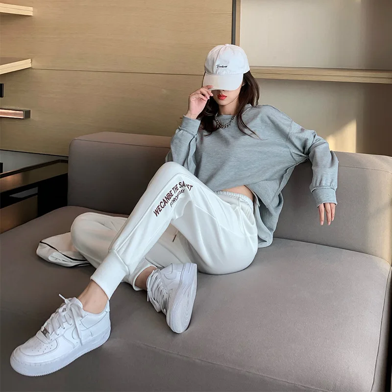 

Casual Letters Embroidered Sweatpants 2021 Spring and Autumn Women Pants Women's High Waist and Thin Straight Sports Pants