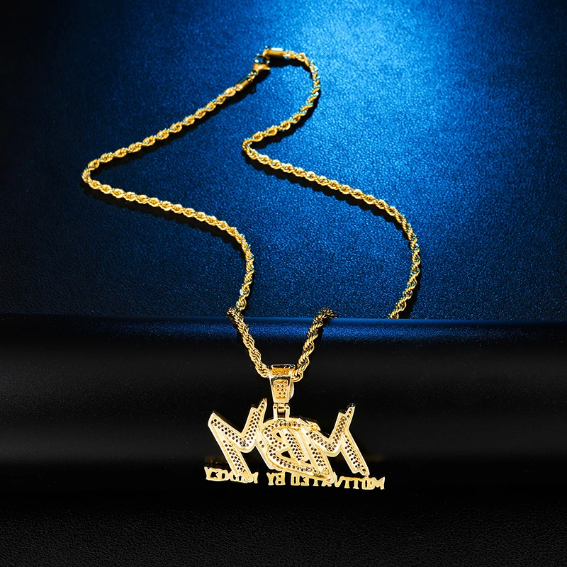 D&ampZ Hip Hop Micro Paved CZ Letters Pendant Necklace Iced Out Bling Motivated By Money Words Necklaces For Men | Украшения и