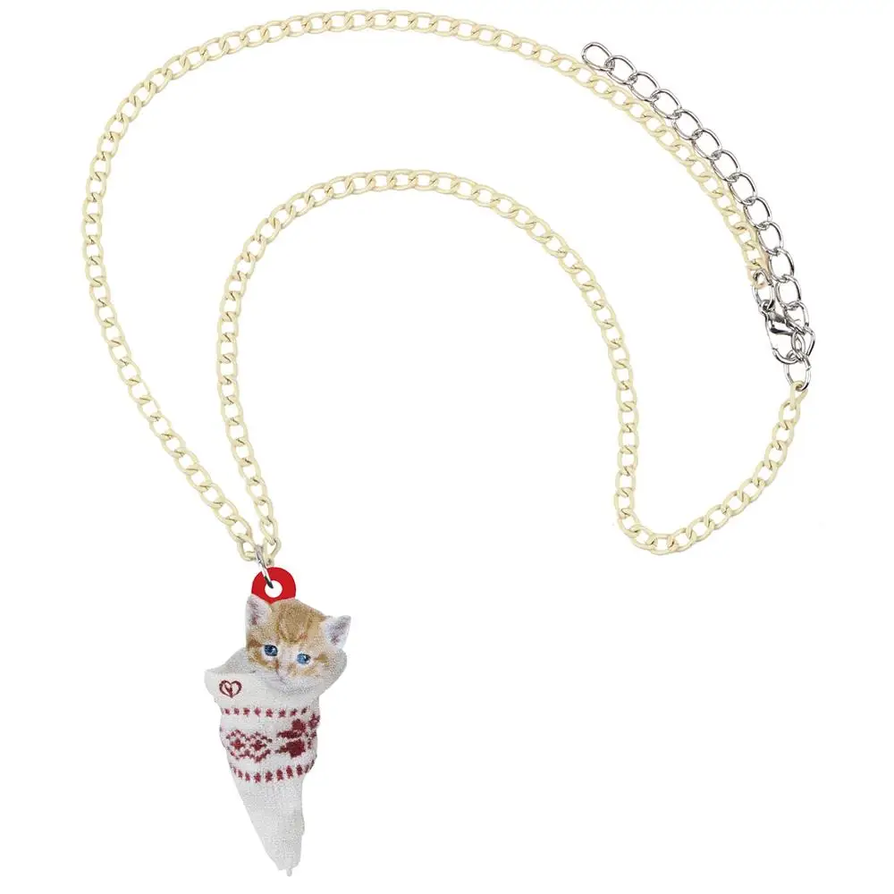 Bonsny акриловые рождественские носки короткие волосы кошка котенок ожерелье