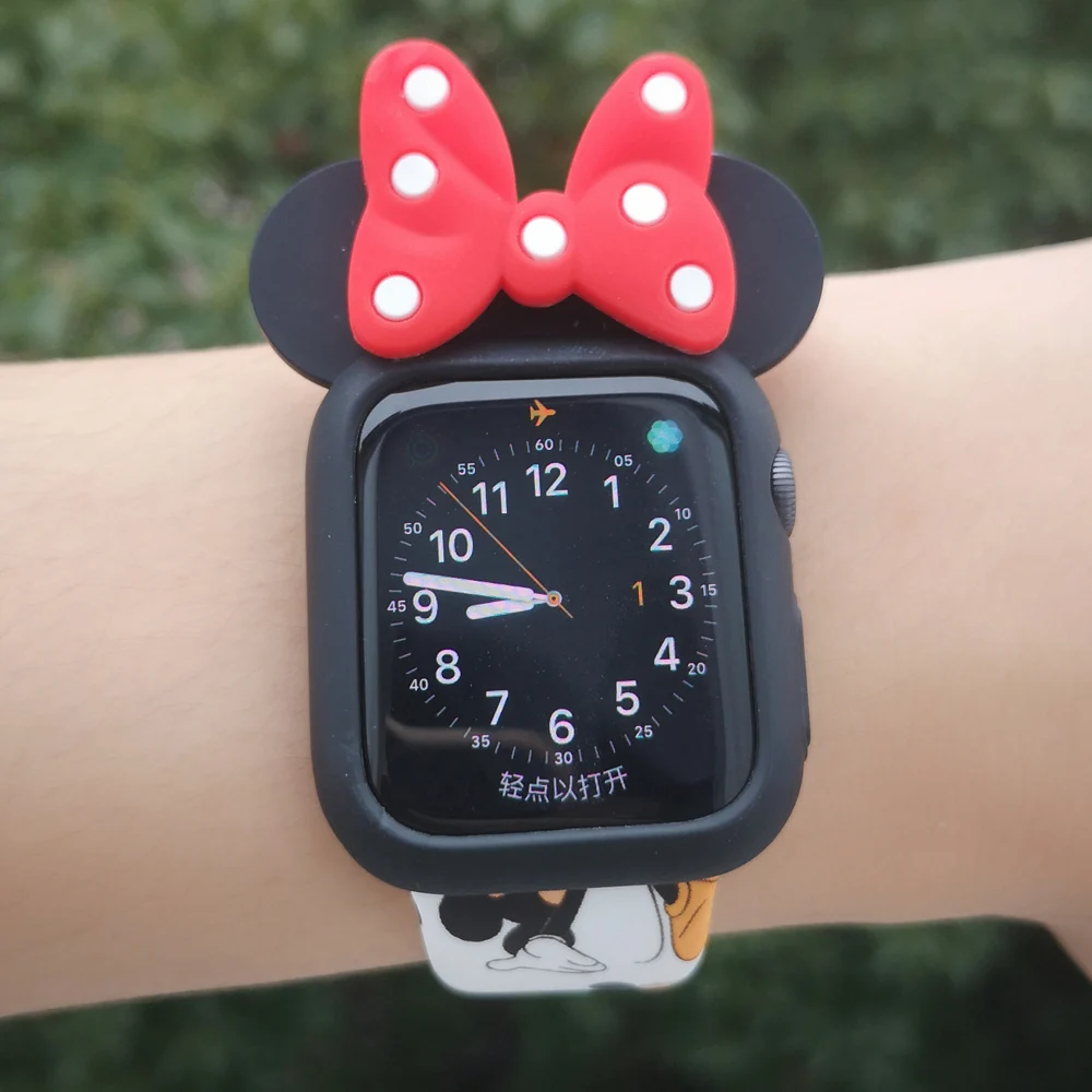 Мультфильм браслет с подвеской в виде мыши ремешок для iwatch серии 4 3 2 1 40 мм 44 мм спортивный силиконовый ремешок для Apple watch 38 мм 42 мм женский браслет