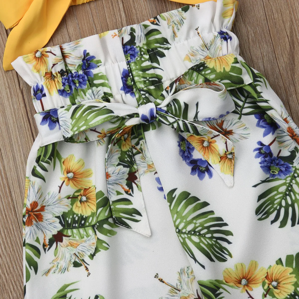 

2019 Toddler Kids Baby Girls Outfits Clothes Crop Sleeveless Casual Tops +Floral Long Pants Summer Sets