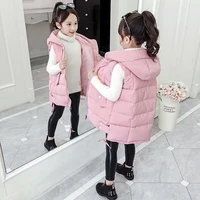 fashion hooded warm vest for kids girls autumn winter children thicken down jackets sleeveless wadded waistcoat for teenagers