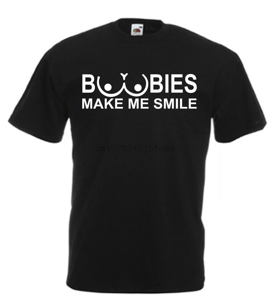 Необычная футболка Boobies с надписью Make Me Smile Шуточный Подарок на день рождения и