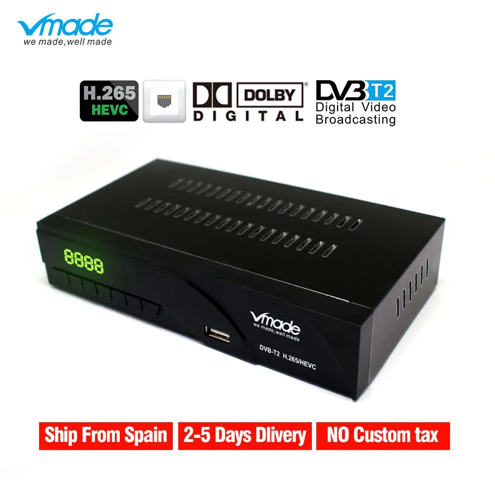 DVB-T2 K6 DVB-T H.265 HEVC цифровой HD эфирный ТВ приемник поддерживает Dolby Youtube DVB T2 MPEG-2 ТВ-тюнер с RJ45 LAN