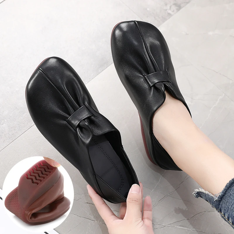 

Hot soft soled leather shoes spring and autumn comfortable super soft shoes leather women's shoes flat sole women's sho