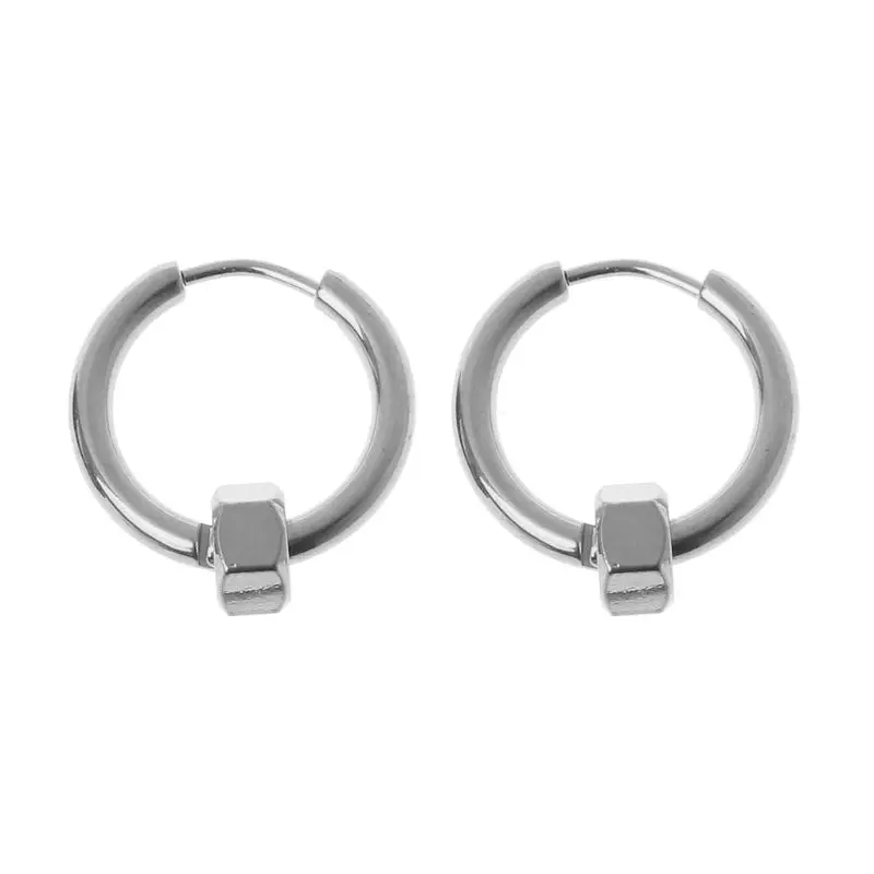 

Titanium Steel Hip-hop Rock Screw Nut Hoop Earrings Korean Fashion Jewelry