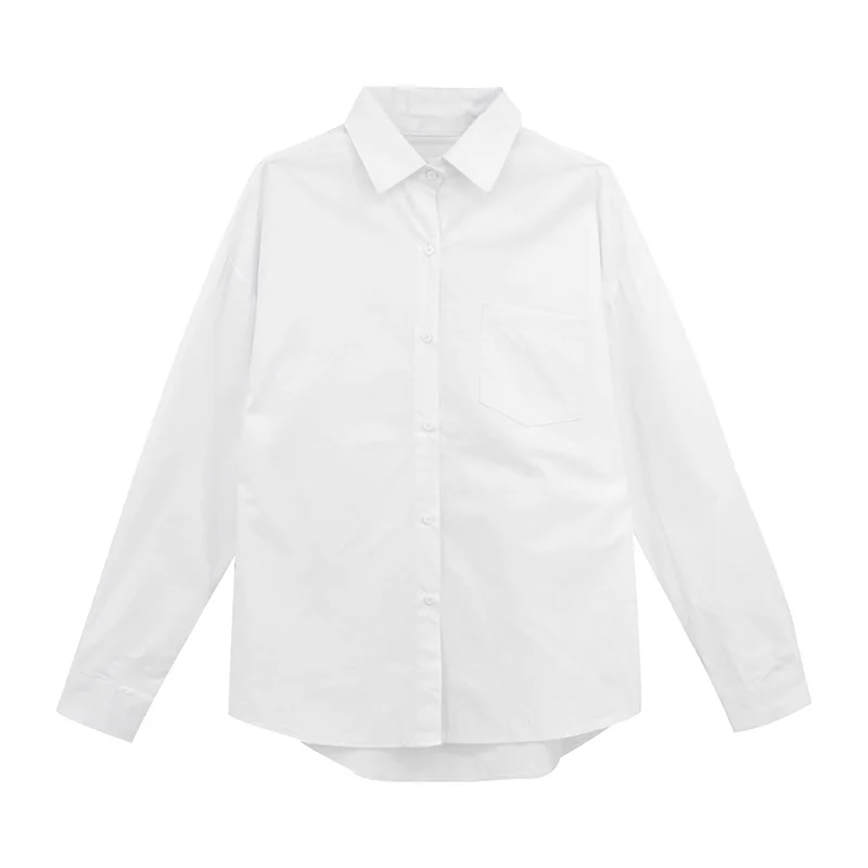 

Spring and summer 2021 new Korean loose, simple and comfortable shirt, all-match solid color top women
