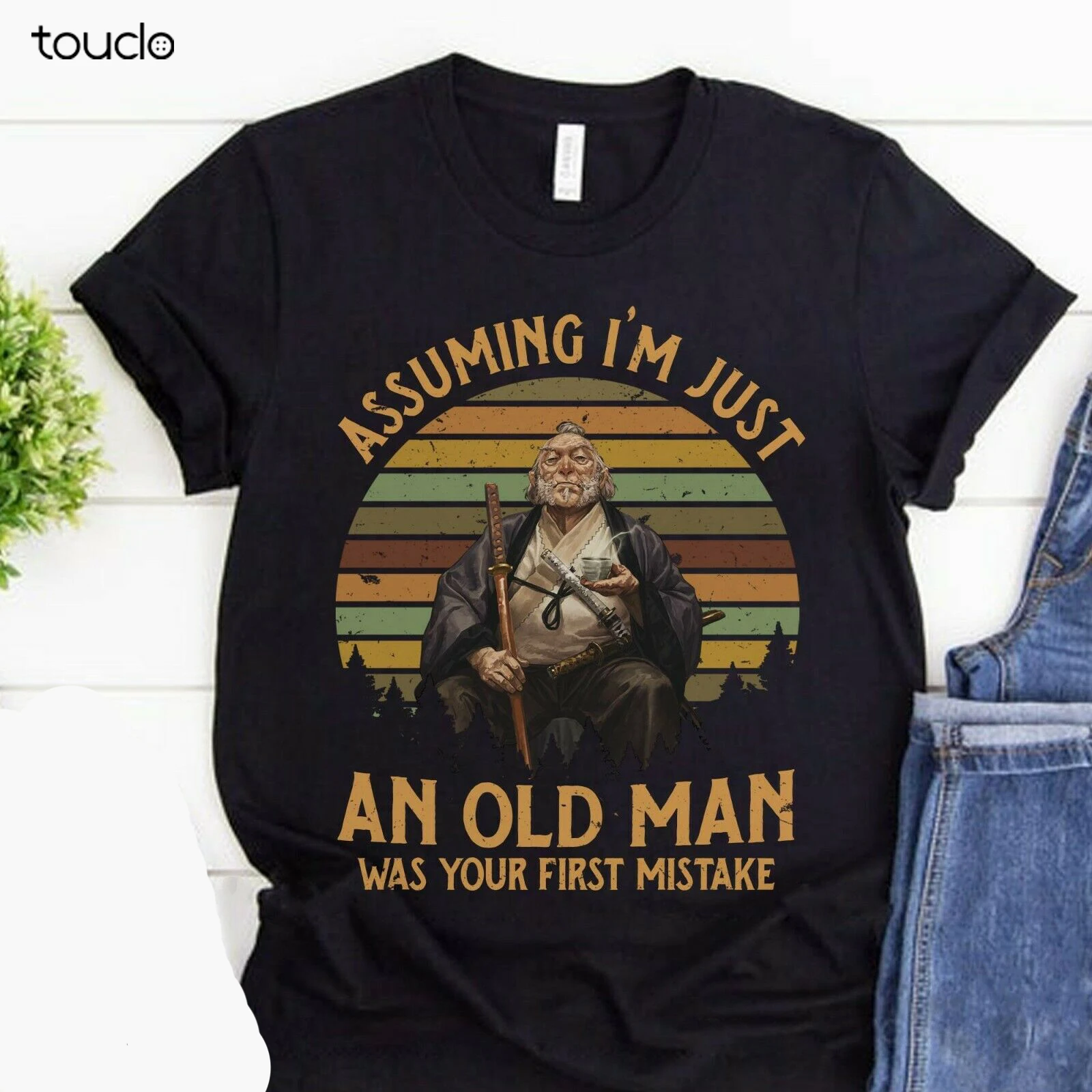 

New Assuming I'M Just An Old Man Shirt Vintage Samurai Funny Gift Unisex T-Shirt S-5Xl