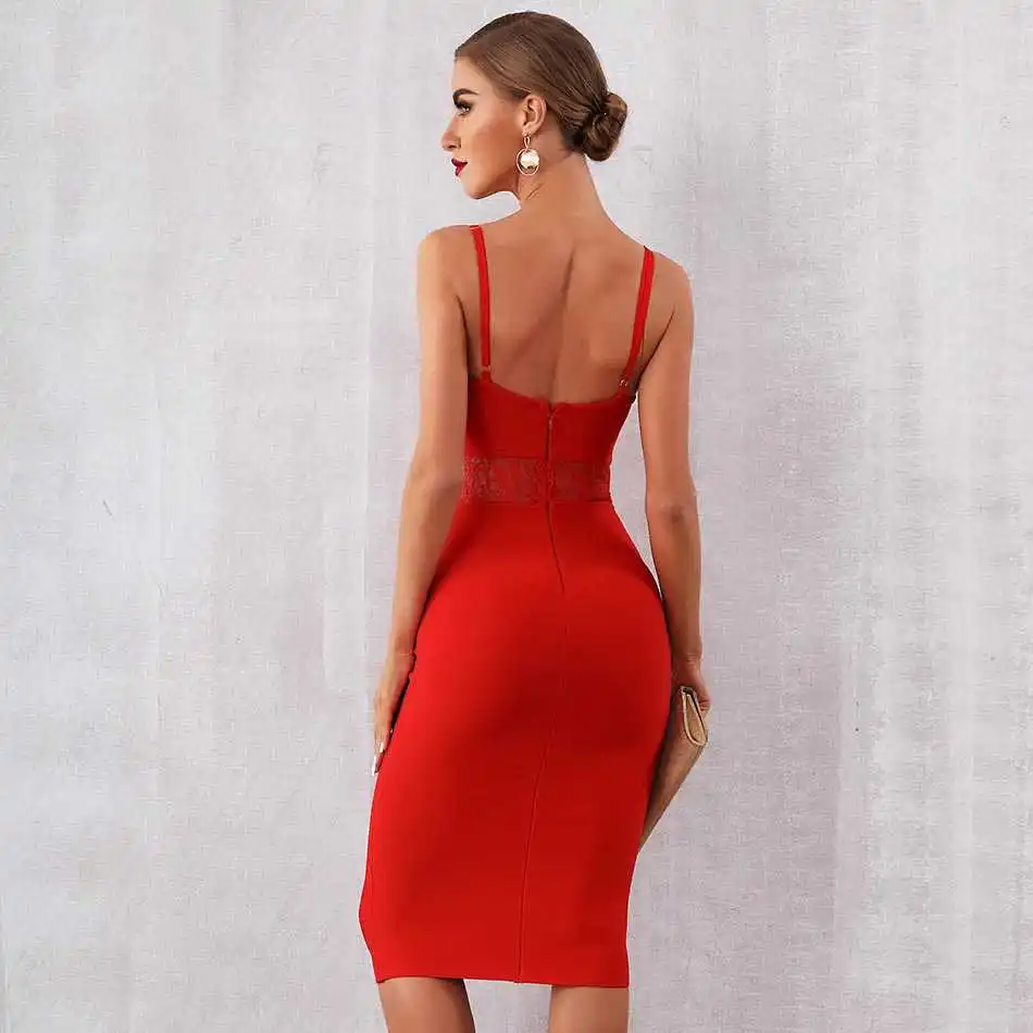 Женское Облегающее кружевное платье Seamyla летнее Клубное на бретелях-спагетти