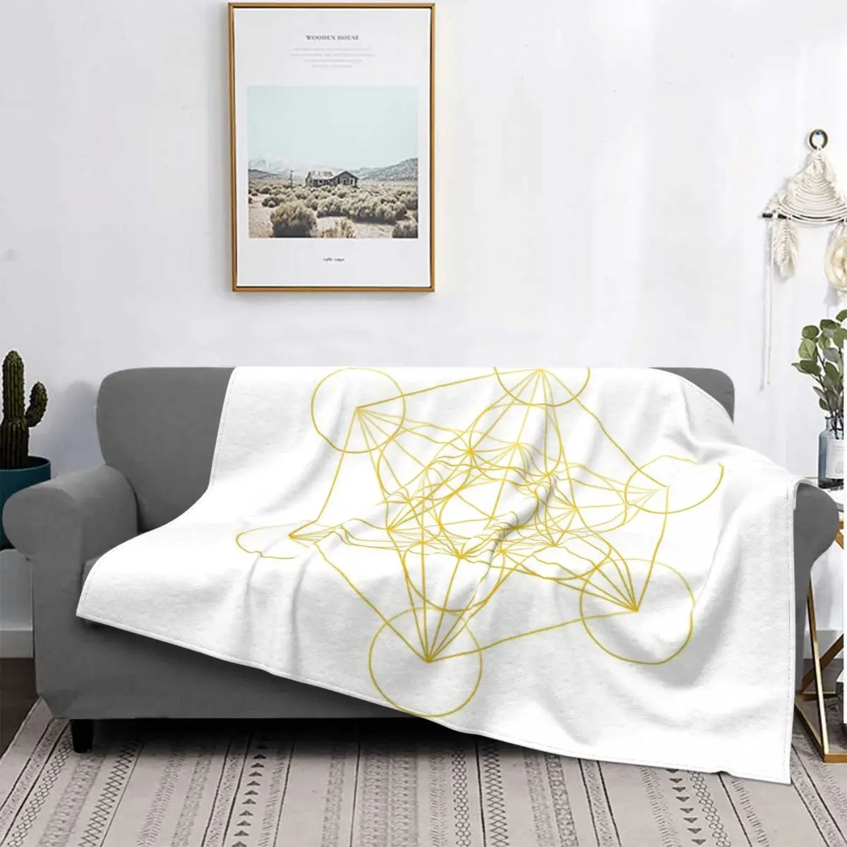 

Manta de cubo de metatron dorado, colcha de cama a cuadros, toalla de playa, manta Thermal, toalla de playa de lujo