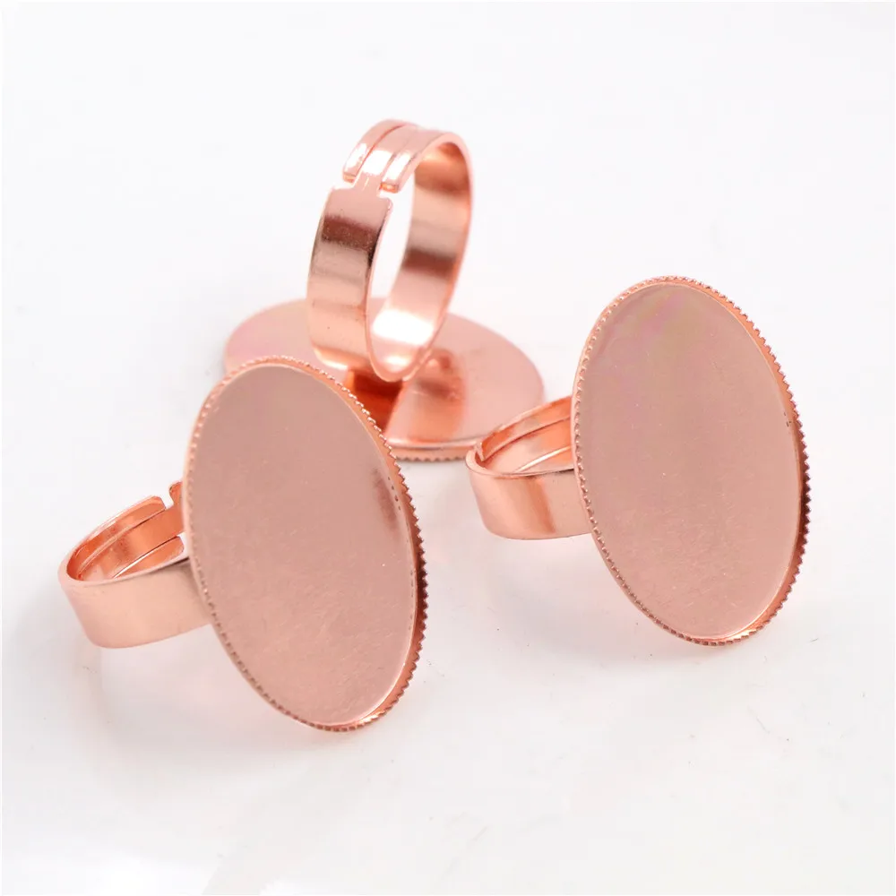 18x25mm 10pcs/Lot 7 Colors Plated Brass Oval Adjustable Ring Settings Blank/Base Fit Glass Cabochons | Украшения и аксессуары