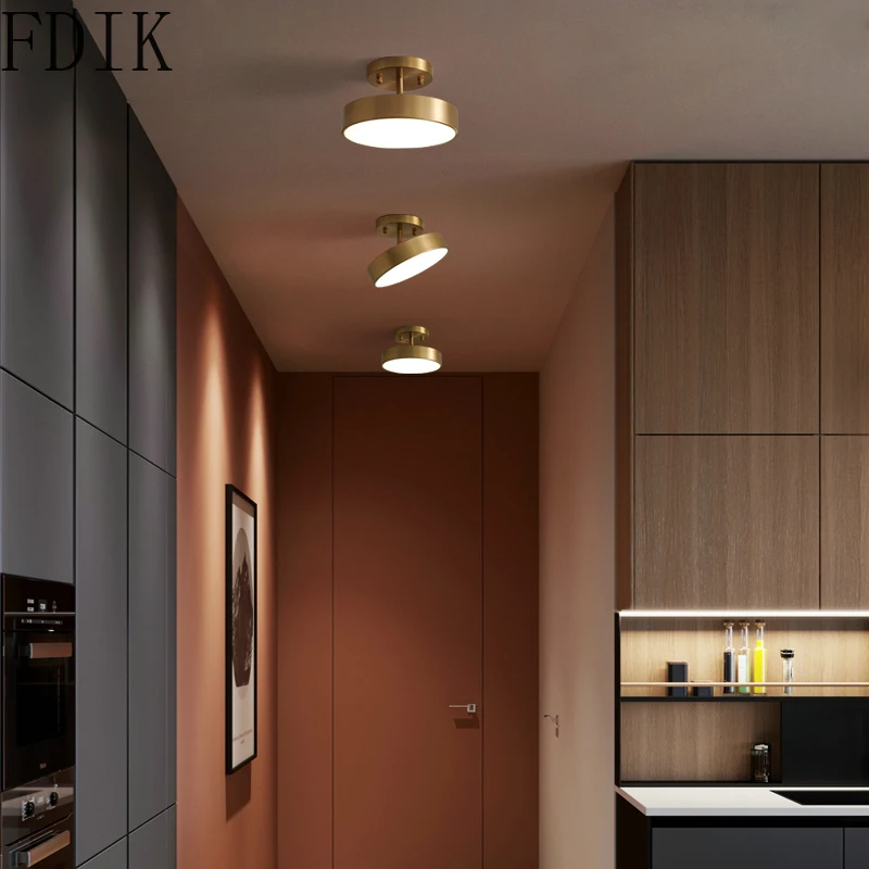 Современный роскошный потолочный светильник медный светодиодный плафон для