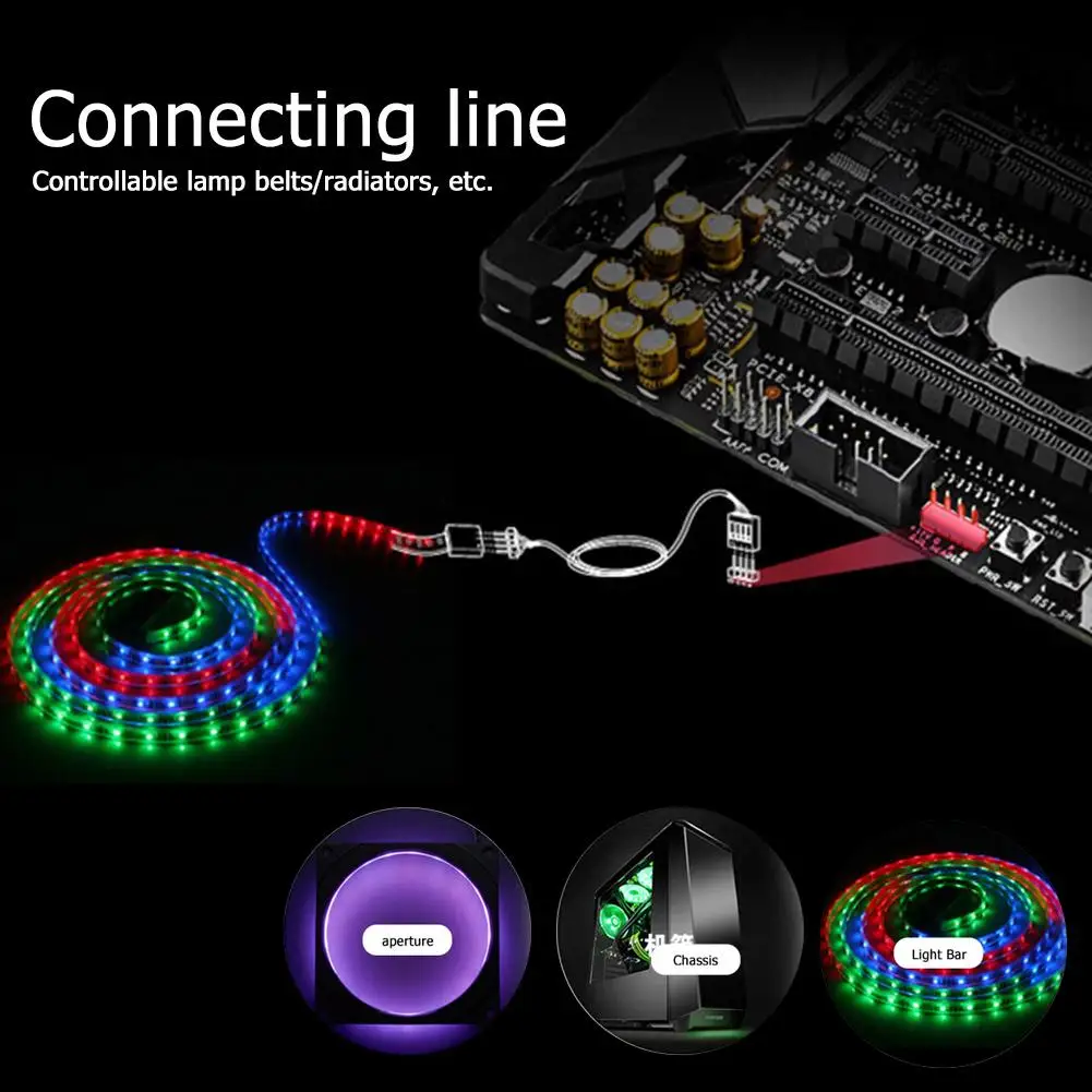12V 4Pin RGB Соединительный кабель 60 см PC чехол вентилятор Светодиодная лента