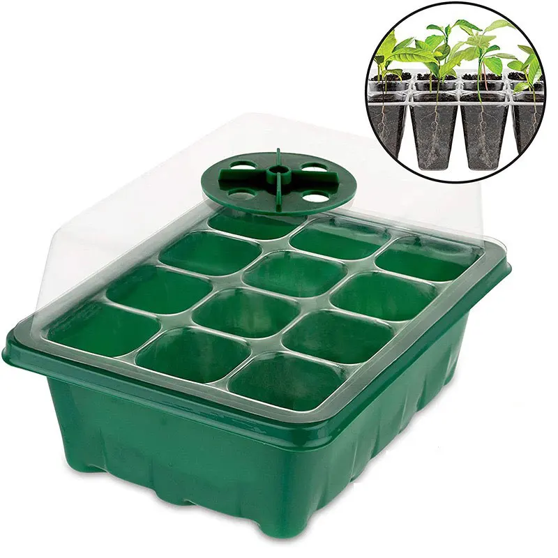 

1Pcs Plastic Nursery Pot 12 Holes Seed Grow Planter Box Greenhouse Seeding Garden Seed Pot Tray plant Seedling Tray With Lids
