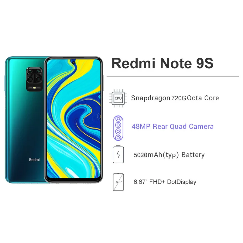 2020 в наличии глобальная версия Xiaomi Redmi Note 9S 4 Гб RAM 64 ГБ ROM Смартфон Snapdragon 720G 48MP