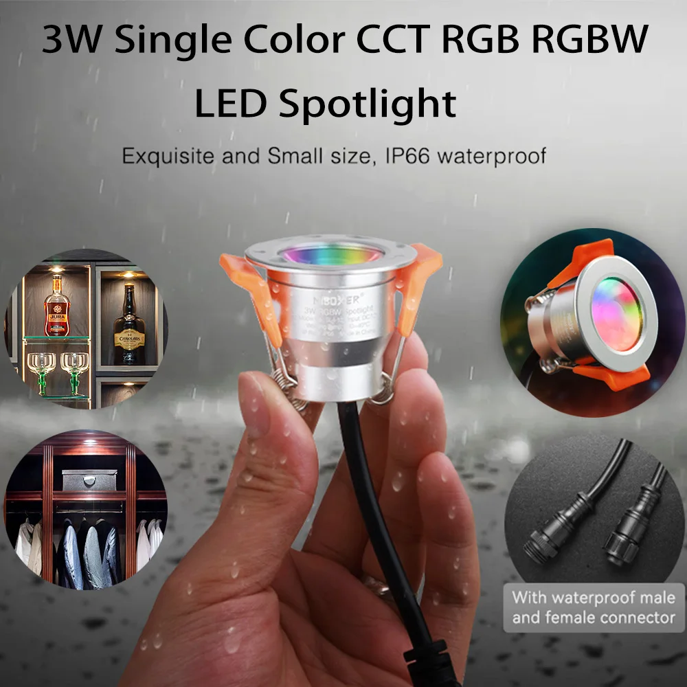 Миниатюрный светодиодный светильник Miboxer 3 Вт Одноцветный CCT RGB RGBW Регулируемая