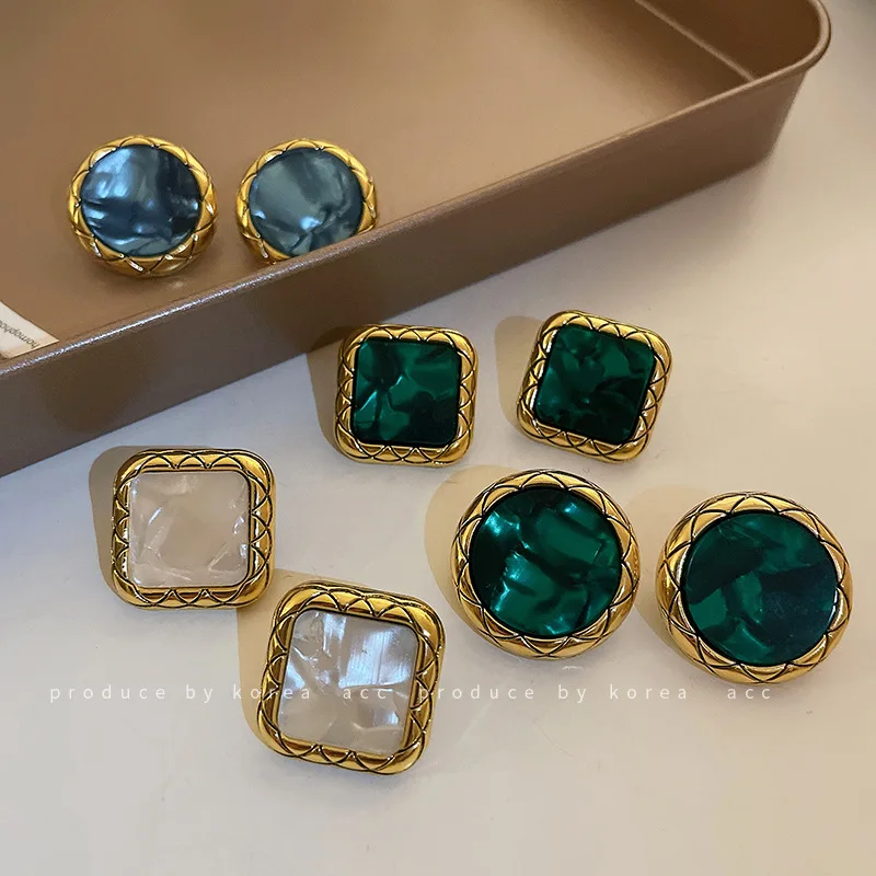 

Geometric Square Round Earrings Korean New Fashion High Quality Temperament Individuality Niche Earrings for Women Girl Gift