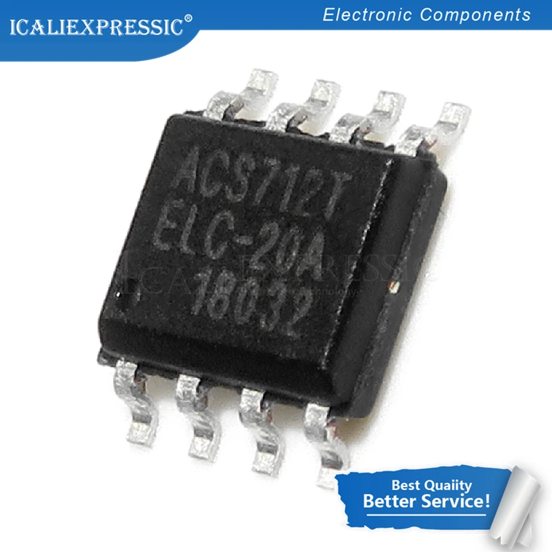 

2 шт. ACS712ELCTR-20A лапками углублением SOP-8 ACS712-20A ACS712T ACS712TELC-20A ACS712 стандартный режим работы датчика тока 20A 5V SOP8