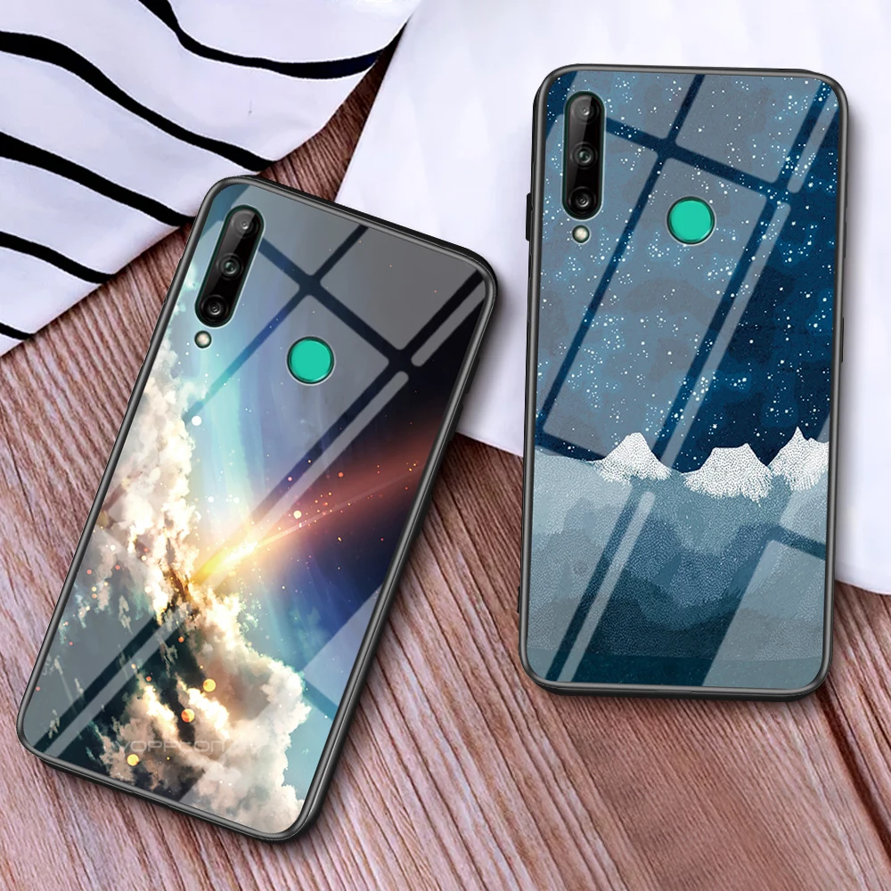 Case For Huawei Honor 9C 9A Starry Sky Tempered Glass Hard Plastic Back Phone Cover 9S funda | Мобильные телефоны и