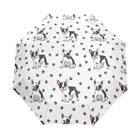 Складной зонт с рисунком французского бульдога, Женский компактный Автоматический зонтик с защитой от УФ-лучей и ветра