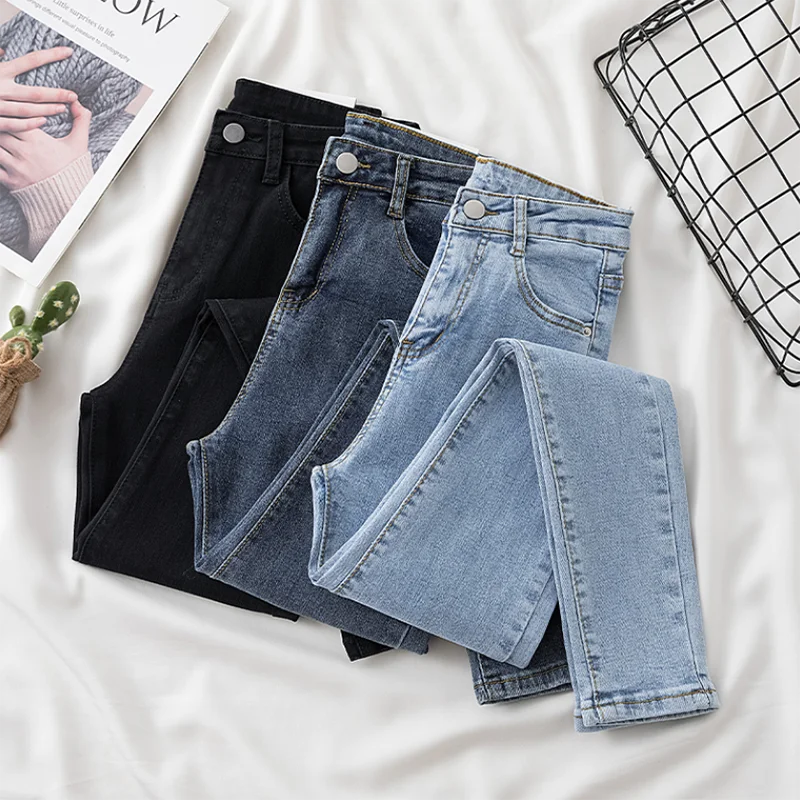 

2022 Spring Skinny Jeans Woman High Waist Casual Stretch Slim Pencil Pants Female Pantalon Denim Jeans Women Trousers