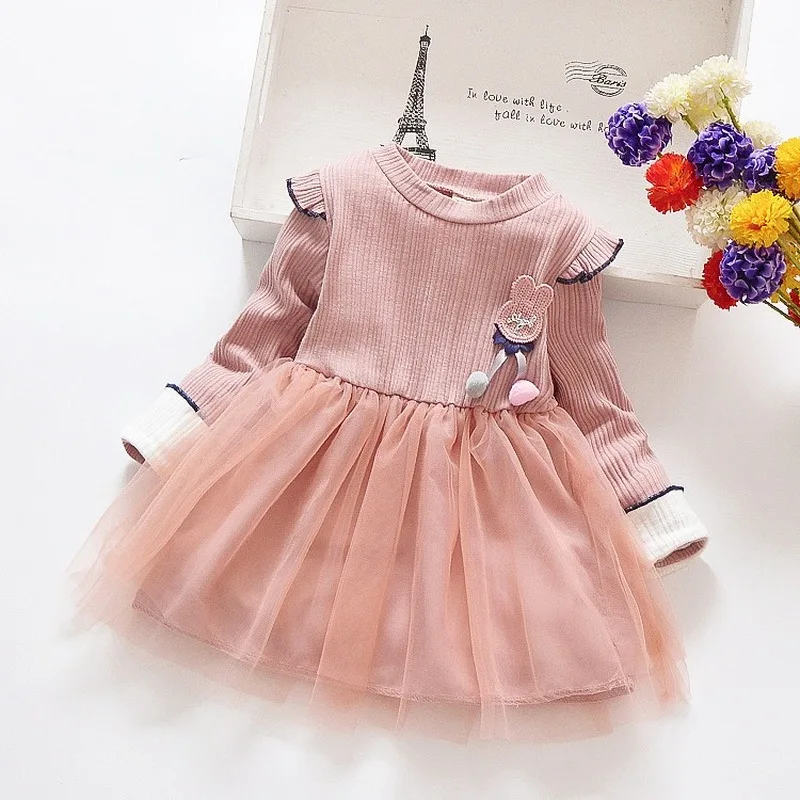 

Girls' Spring Autumn Clothes 2020 New Long-sleeved Dresses Little Girls Children's Skirts Children's Net Yarn Princess Dresses